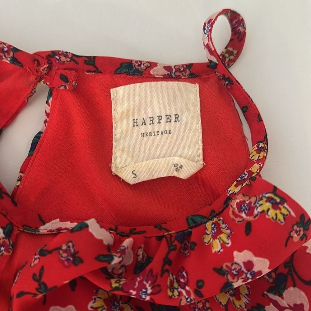 Harper Heritage Francesca’s Floral Red Sleeveless Dress Size Small women’s - Picture 5 of 13